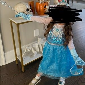 Elsa Princess Halloween costume Sparkling Blue Princess Costume for Kids